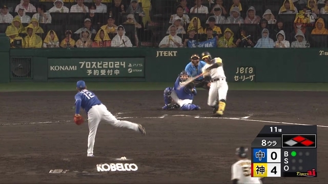 2024/06/27 阪神vs中日 8回裏、 森下選手のレフトオーバータイムリーツーベースヒット