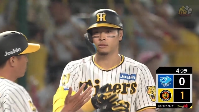 2024/06/26 阪神vs中日 4回裏、佐藤輝選手がライトオーバー先制タイムリースリーベースヒット